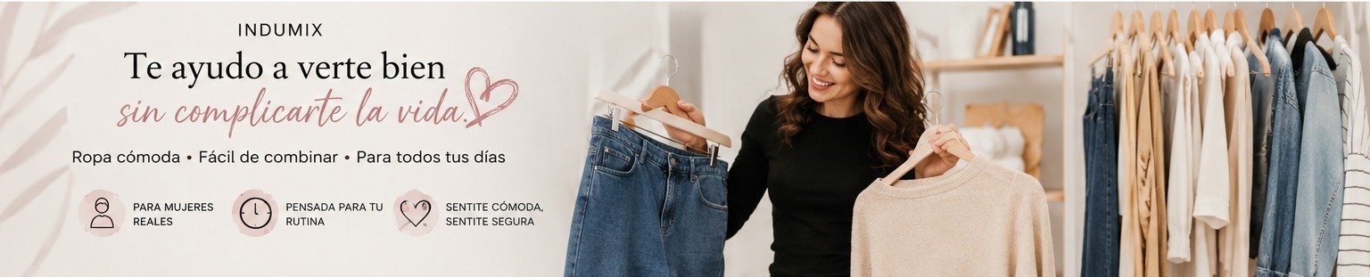 Indumix — Te ayudo a verte bien sin complicarte la vida. Ropa cómoda, fácil de combinar, para todos tus días.